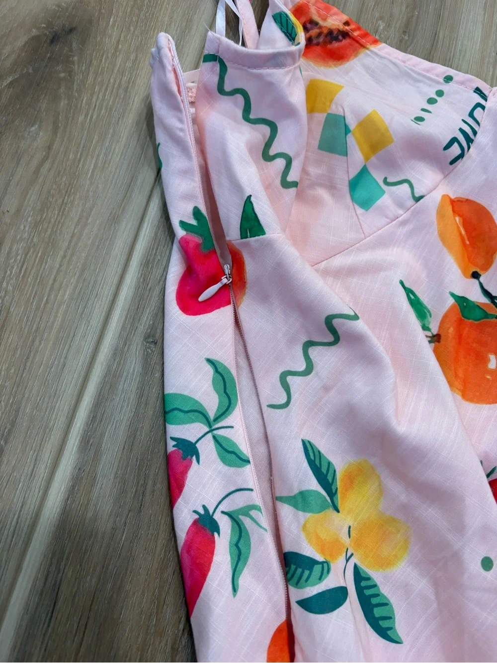 Petal & Pup Blush Pink Fruit-Print Dress *Flaw - Picture 3 of 5